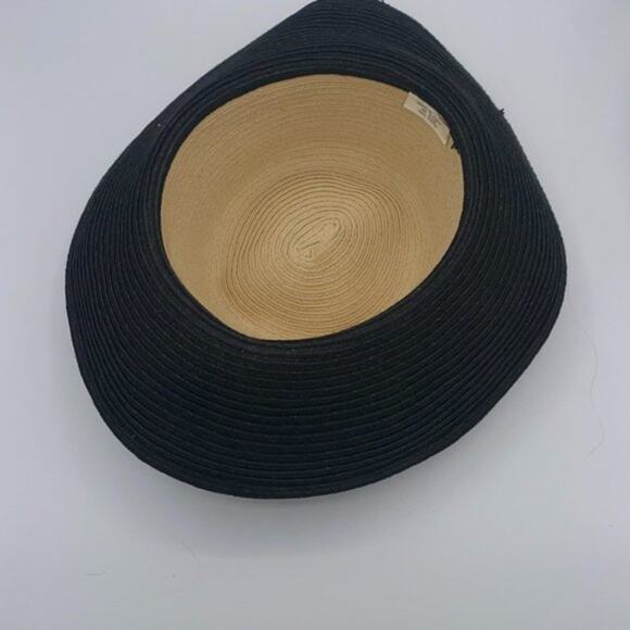 Vintage 100% Paper Wide Brim Black & Beige Sun Hat Women's - Picture 7 of 8